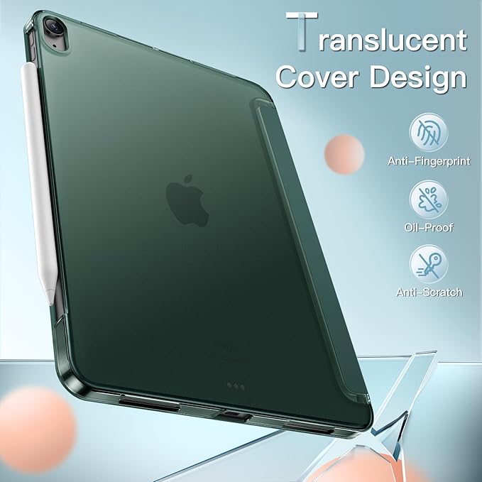 JETech Case for iPad Air 13-Inch M4/M3/M2 (2026/2025/2024), Slim Stand Hard Back Shell Smart Cover with Auto Wake/Sleep (Midnight Green)