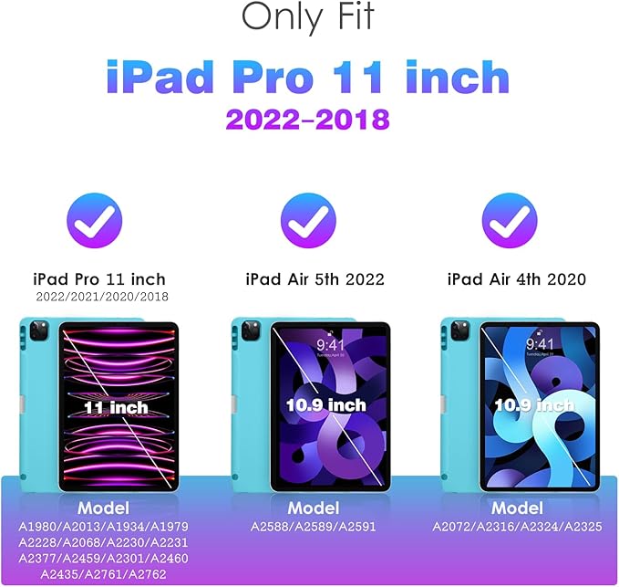 DTTO for iPad Pro 11 inch 4th/3rd/2nd/1st Generation 2022/2021/2020/2018 Case, Smart Slim Trifold Stand Soft TPU Back Cover with Built-in Pencil Holder, Also Fit iPad Air 5/4,Sandy Wave