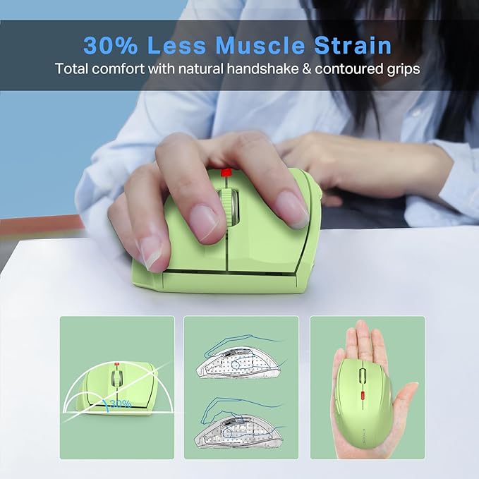 E-YOOSO Wireless Mouse for Laptop, Portable Optical Computer Mouse, 6 Buttons, Cordless 2.4GHz with USB Receiver, 5-Level 4800 DPI, 18 Months Battery Life, for PC Chromebook Windows Mac (Light Green)