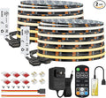 BTF-LIGHTING FCOB COB CCT 24VDC LED Strip Kit UL Listed Flexible High Density 640LED/m 32.8FT RF Remote Controller Tunable CT 2700K-6500K CRI90+ for Bedroom Kitchen Under Cabinet Indoor