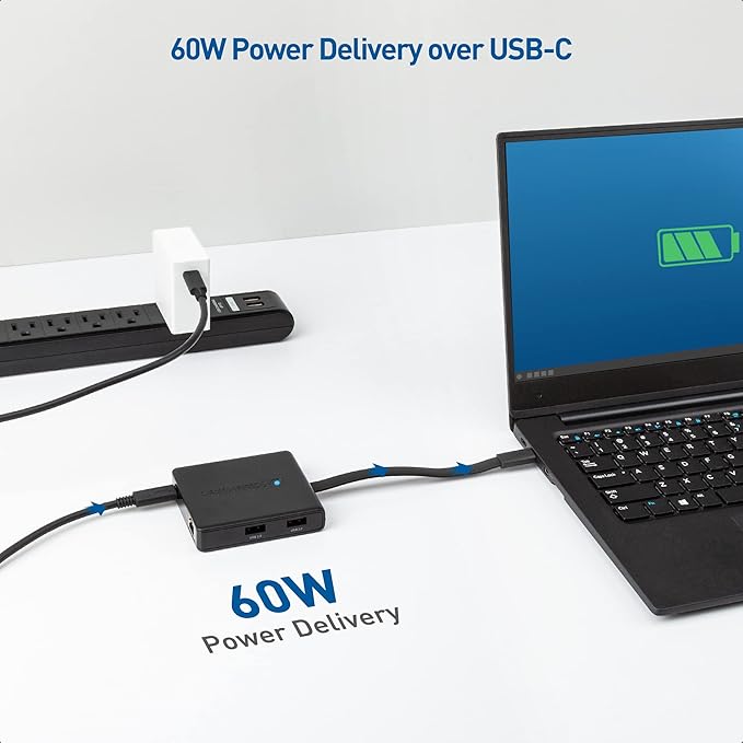 Cable Matters Dual Monitor USB C Hub (USBC Dock) with Dual 4K DisplayPort, 2X USB 2.0, Ethernet, and 60W Charging - Thunderbolt 4 / USB4 / Thunderbolt 3 Port Compatible for Windows and Linux.
