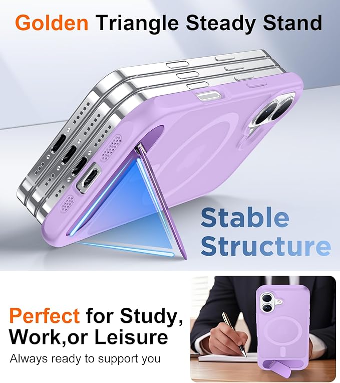 Magnetic Compatible with iPhone 16 Case, [Built-in Invisible Kickstand][Compatible with MagSafe][Military Grade Shockproof] Slim Translucent Matte Phone Case for iPhone 16 6.1"