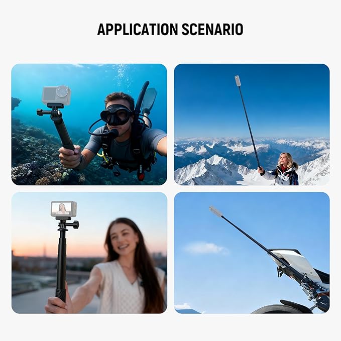 NEEWER Extension Rod Kit Compatible with DJI OSMO Action 5 Pro 4 3 GoPro Insta360 AKASO, 60.5" Invisible Selfie Stick, Action Camera Adapter & Magnetic Quick Release Mount for Video Recording, GP-84
