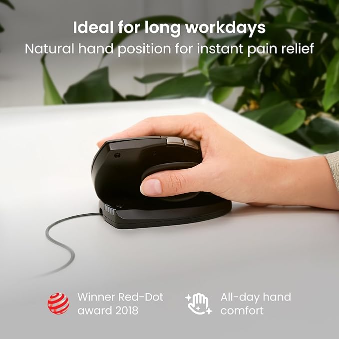 Contour Unimouse Ergonomic Vertical Mouse Adjustable 35°-70° Tilt Angle, 6 Programmable Buttons for Productivity, Customizable Thumb Rest for Wrist Pain Relief | Plug & Play Mac/PC - Wired - Right