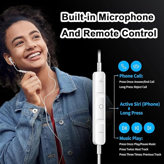 【2 Pack】Wired Earbuds, 3.5mm Headphones Wired, 3.5mm Jack in Ear Headphones with Microphone & Volume Control, Compatible with iPhone, iPad, iPod, Android, Laptop, PC, MP3, MP4 Most 3.5mm Audio Devices