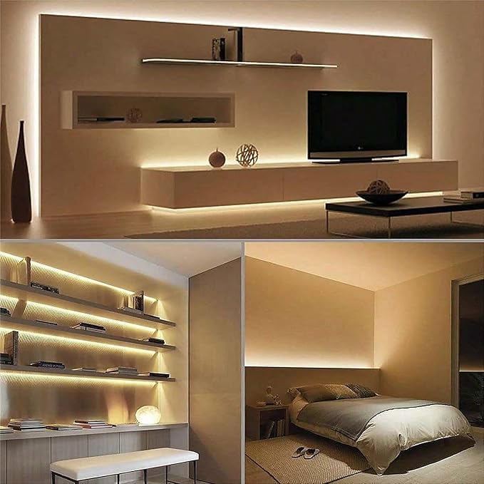 ZSLAIFU 2 Pack Warm LED Strip Lights, 3 Button Switch LED Strip Light with Dimmer, USB Light Strip for Cabinet, Bedroom, TV Backlighting USB LED Strip (3.28FTx2)