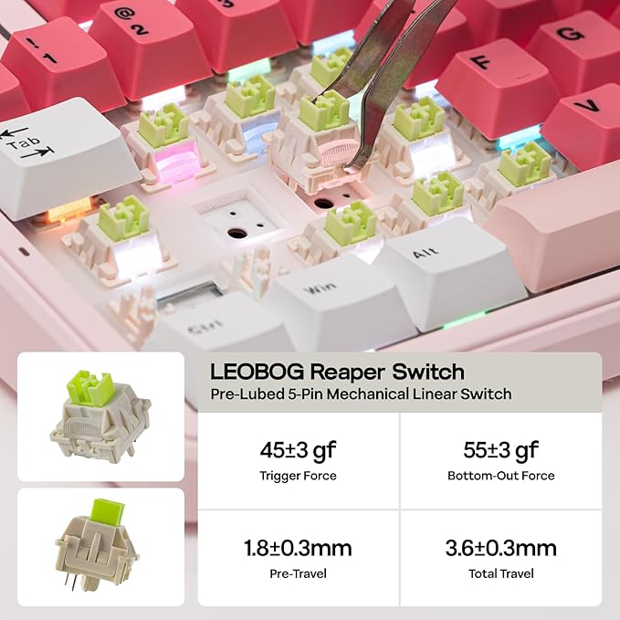 EPOMAKER Aula F99 MAX Wireless Mechanical Keyboard, Smart Screen & Knob, 8000mAh, 2.4Ghz/BT Creamy Keyboard, Pre-Lubed Switch, Hot-Swappable, RGB Backlit, Custom Software (Pink)