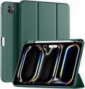 Kidopire New Compatible with iPad Pro 11 Inch Case (M4 2024/M5 2025) with Pencil Holder, Smart Cover with Protective Trifold Stand & Soft TPU Back, Auto Wake/Sleep, Support Pencil Pro, Pine Green
