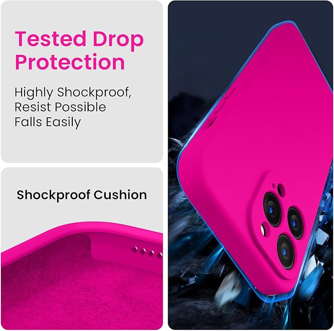 FireNova Designed for iPhone 13 Pro Max Case, Silicone [Camera Protection] Phone Case, Soft Anti-Scratch Microfiber Lining Inside, 6.7 inch, Hot Pink