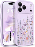 GVIEWIN for iPhone 17 Pro Case Compatible with MagSafe [Curly Wave Edge][Full Camera Protection] Floral Translucent Shockproof Magnetic Women Phone Case for iPhone 17 Pro 6.3'', Floratopia/Purple