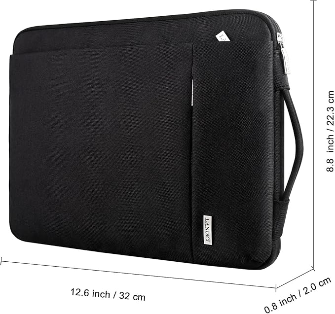 LANDICI 360° Protective Laptop Sleeve 11.6 Inch for Surface Pro 7 8 9/Laptop Go 2 3, MacBook Air 11, Small Computer Bag Carrying Case for 11-12 Inch Chromebook, Slim, Shockproof, Waterproof, Black