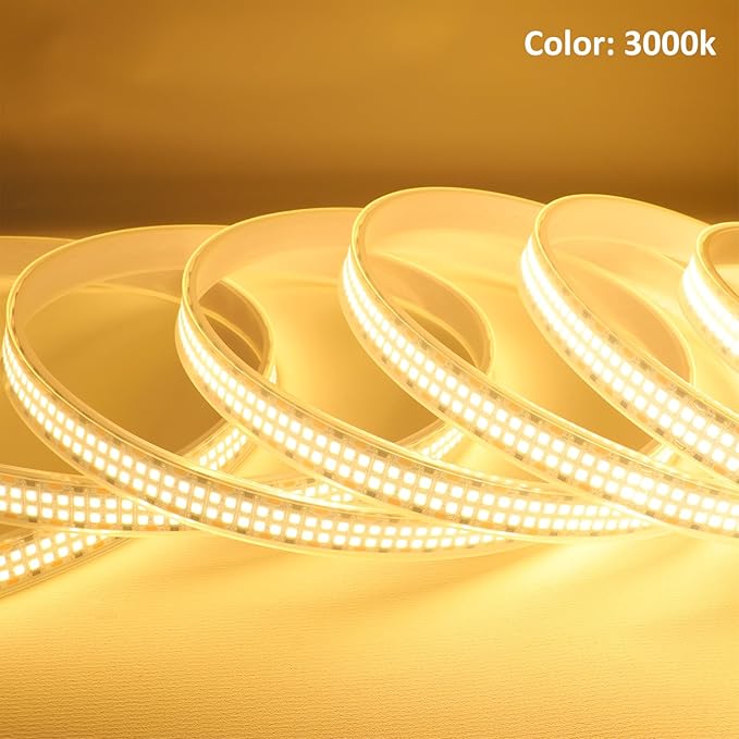 LEDENET LED Strip Lights Warm White 3000K 2400LEDs DC 12V 16.4ft/5M Double Row 2835 SMD LED Tape Light Flexible Dimmable Ribbon Lamp Waterproof IP67 Outdoor Lighting(No Adapater and Dimmer)