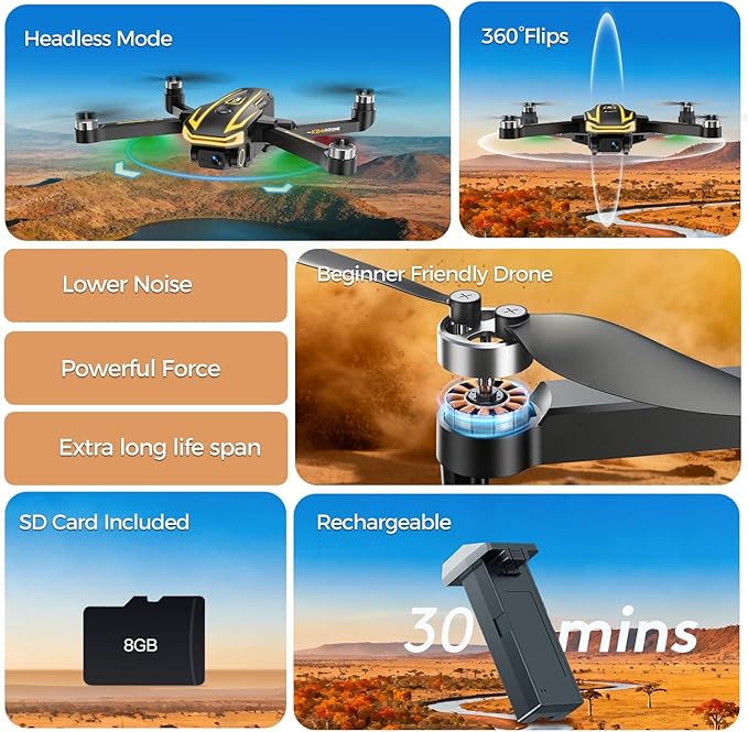 FPV Drone with Camera 4K for Adults,Big Screen on Remote Controller,2 pcs Batteries and Carrying Case,Gift for Men,Easy Fly Quadcopter for Beginners with Optical Flow Positioning