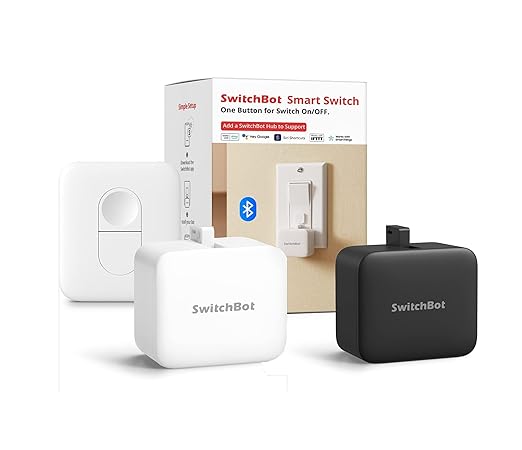 Switchbot Smart Switch Button Pusher (Bluetooth) – Fingerbot for Rocker Switch/One-Way Buttons with bot, App Timer Control, No Wiring, Optional Hub Required for Voice/Remote, White