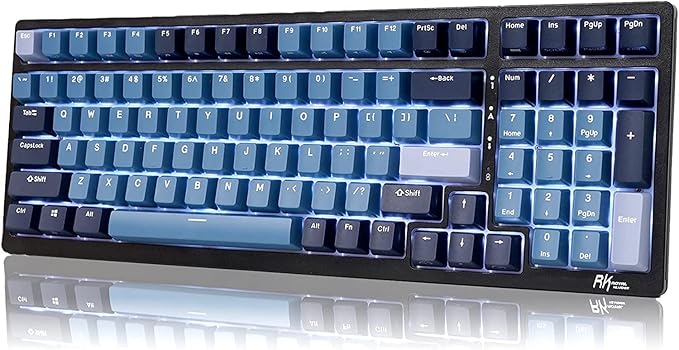 RK ROYAL KLUDGE RK98 Wireless Mechanical Keyboard, Triple Mode 2.4G/BT5.1/USB-C Hot Swappable Keyboard with Number Pad, Pre-lubed Linear Switches RGB Backlit Gaming Keyboard, Software Support