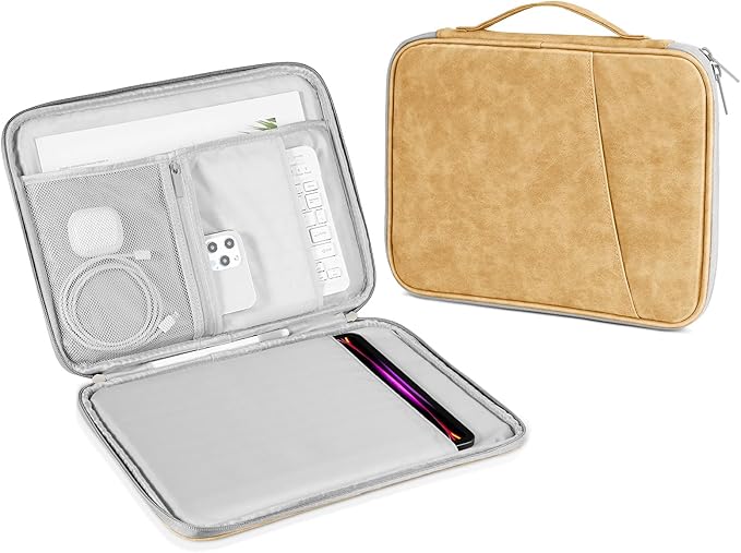 DTTO Tablet Sleeve Bag for New 13 Inch iPad Pro M4/iPad Air M2 2024, 12.9 Inch iPad Pro 6/5/4/3, 12.4 Inch Galaxy Tab S8+/S9+/S9 FE+, Surface Pro 9/8, Waterproof Travel for iPad Case Bag, Apricot