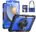 SEYMAC for iPad 9th/8th/7th Generation Case 10.2" 2021-2019, Full-Body Shockproof Heavy Duty Protective Case with Screen Protector, Rotating Stand/Handle/Shoulder Strap for iPad 10.2, Black/Blue