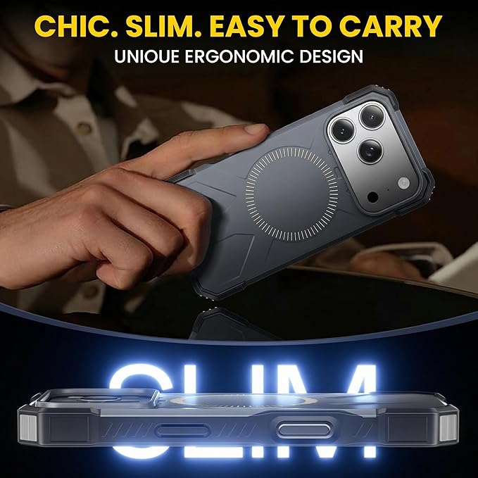 3 in 1 for iPhone 17 Pro Max Case, [1 Screen Protector & 1 Camera Lens Protector], 7X Military-Grade Drop Protection, Fits MagSafe, Tough, Rugged & Durable Heavy Duty, Black