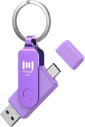 MOSDART 128GB Dual USB C 3.2 Flash Drive, Up to 150MB/S Type C Thumb Drive with Keychain and LED Light, exFAT Memory Stick for iPhone 15,16 and 17, iPad, Android Phone, MacBook, Laptop, Purple