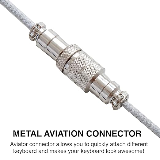 GUNMJO Pro Custom Premium Coiled USB C Cable for Gaming Keyboard, Double-Sleeved Mechanical Keyboard Cable with Detachable Metal Aviator, 1.5M USB-C to USB-A, Marble Gray Color