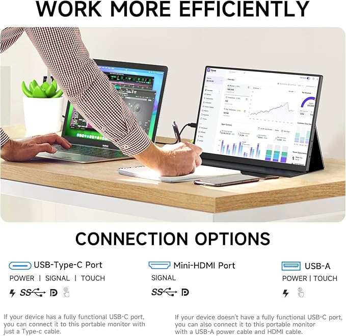 AYY 16" 2.5K 120Hz Portable Monitor, 2560x1600 HDR IPS Display, QHD 100% sRGB, USB-C & HDMI, Eye Care External Second Screen, for Laptop/PC/Phone/PS4/5/Xbox/Switch