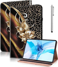 Case for iPad Pro 12.9-Inch 2022/2021/2020/2018 (6th/5th/4th/3rd Generation) with Pen Holder & Card Slots, Premium PU Leather Flip Folio Kickstand Case- Metallic Flower