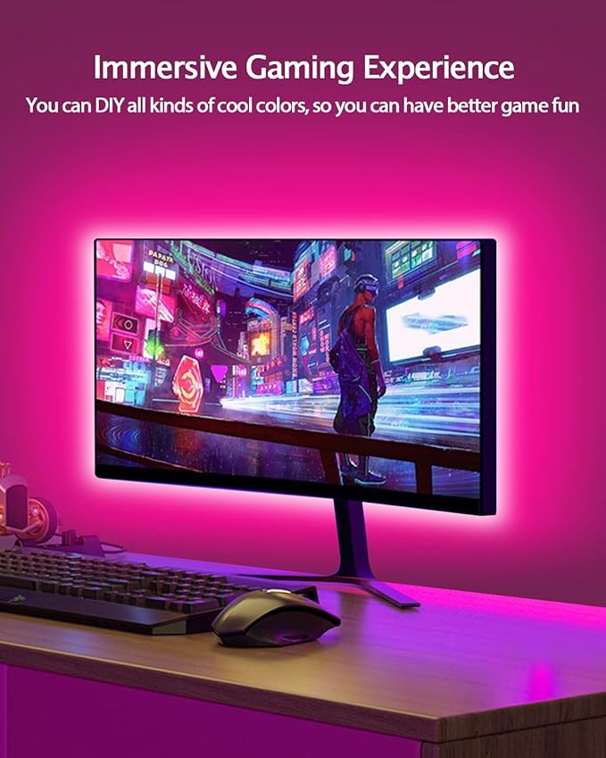 Daymeet Led Lights for TV, 16.4 FT Smart LED TV Backlights for 45-85 inch USB TV Behind Lighting Color Changing RGB TV Led Light Strip with Remote Music Sync Bluetooth APP Control for Bedroom, Party