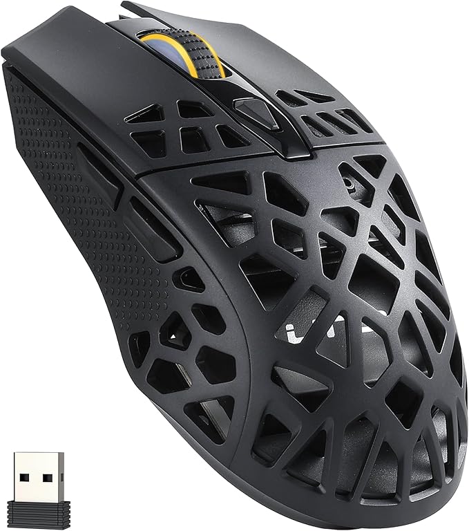 LTC GM023 Tri-Mode Wireless Gaming Mouse, 79g Ultra-Light Honeycomb Ergonomic Gaming Mouse, 2.4Ghz/BT/Wired, 6-Level DPI 8000, 6 Programmable Buttons, Pro Software