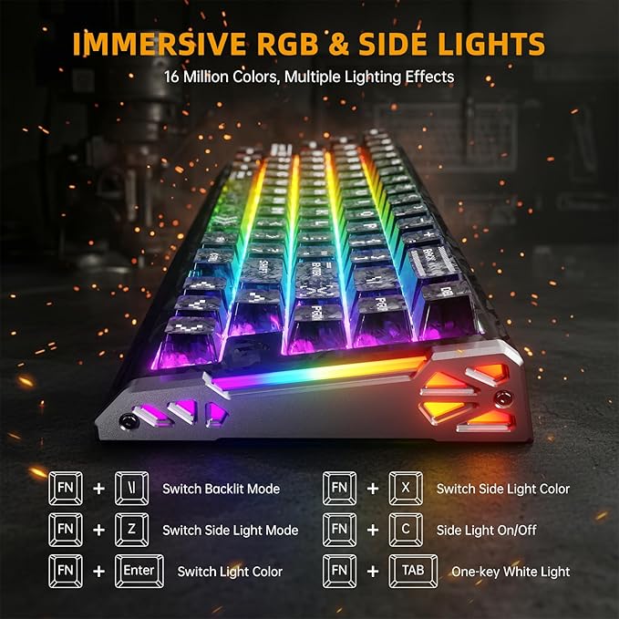 ATTACK SHARK R68 HE 60% Wired Rapid Trigger 8K Mechanical RGB Gaming Keyboard with 0.005mm Accuracy,0.08ms Latency,256K Scan,Hall Effect Magnetic Switch,Carbon Fiber+CNC Aluminum Alloy for PC FPS(Ink)