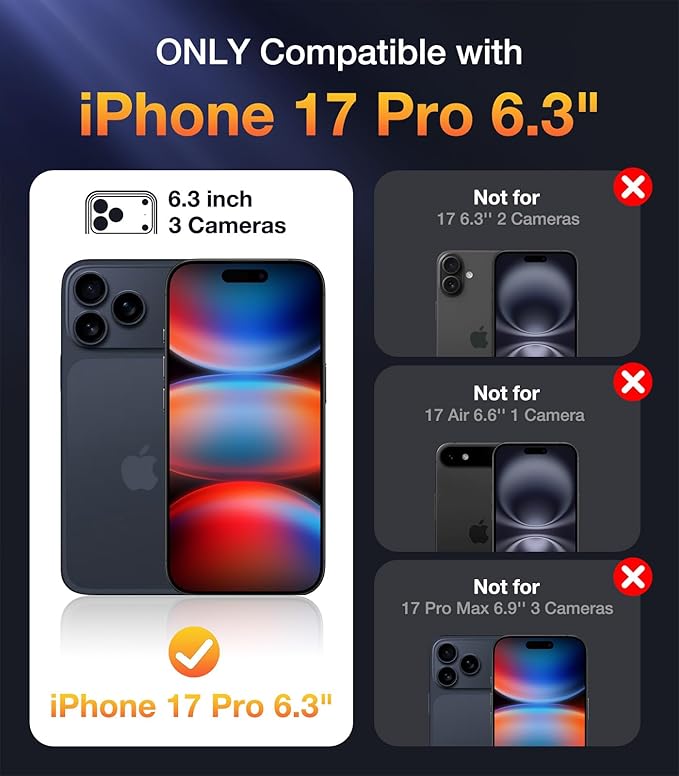 Diaclara Magnetic Designed for iPhone 17 Pro Case 6.3 Inch Full Body Bumper,[Compatible with MagSafe] Military Drop Proof Cover with Built-in Touch Sensitive Anti-Scratch Screen Protector, Black