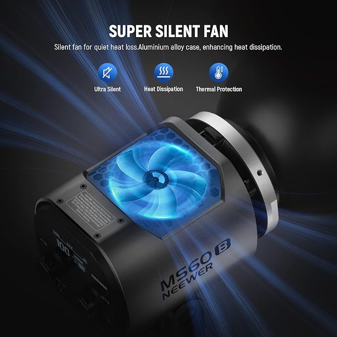 NEEWER MS60B LED Video Light 2.4G/APP Control, 65W Metal Mini Compact COB Continuous Output Lighting Spotlight 2700K-6500K, 40000lux@1m, CRI 97+/TLCI 98+, 12 Effects, PWM Dimming, Bowens Mount, Silver