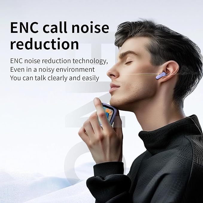 Touch screen earbuds Wireless Earbuds - Active Noise Cancelling Earbuds ANC with Smart Touch Screen - Ear Earbuds with Wireless Charging Case LED Display Deep Bass Earphones Headset with Built (C)