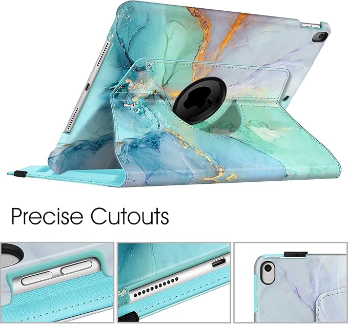 Fintie Rotating Case for iPad Air (3rd Gen) 10.5" 2019 / iPad Pro 10.5" 2017 with Built-in Pencil Holder - 360 Degree Rotating Stand Protective Cover, Auto Sleep/Wake (Emerald Marble)