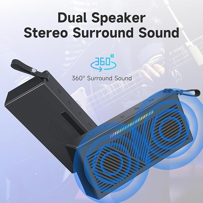 HOTTABLET Bluetooth Speaker Wireless Portable IPX5 Waterproof for Home Party Outdoor Beach, Black