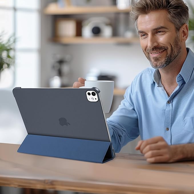 ProCase for iPad Pro 13 Inch Case M5 2025/ M4 2024, Smart Cover iPad Pro M5 M4 Case 13 Inch, Slim Stand Translucent Hard Shell Back, Supports Touch ID, Auto Wake/Sleep -Navy