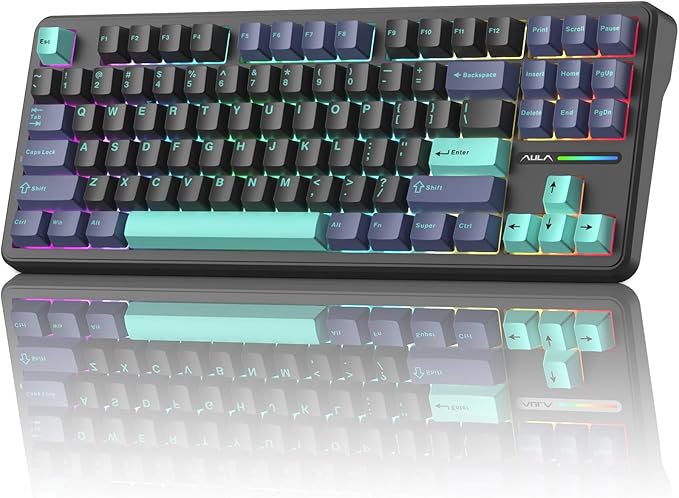 Aula F87 Pro Wireless Mechanical Keyboard, 87-Key TKL Tri-Mode (BT5.0/2.4G/USB-C), Hot Swappable Gasket Mount Keyboard, 4000mAh Battery, RGB Backlit PBT Keycaps Custom Gaming Keyboard for PC Mac
