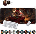 Large Mouse Pad, 31.5 x 11.8in Extended Gaming Mouse Pad with Stitched Edges, XXL Mousepad Protector Non Slip Rubber Base for Office & Home Writing Mat, Colorful Mushroom Forest Pattern Black Desk Mat