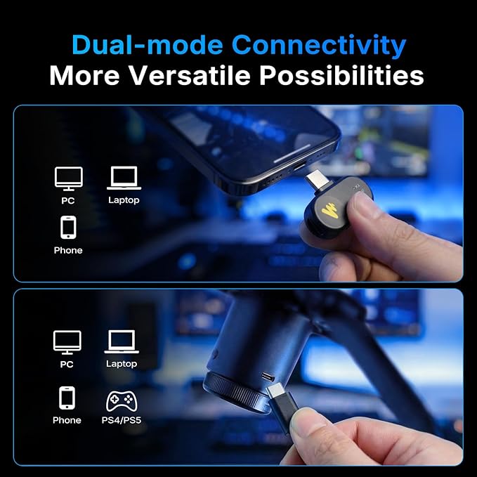 MAONO DGM20W Wireless Microphone for PC, Condenser USB Mic for Gaming Streaming with Noise Cancellation & Quick Mute,Gain Control,RGB,Software, Computer Desktop Mic for PS5 Twitch Discord
