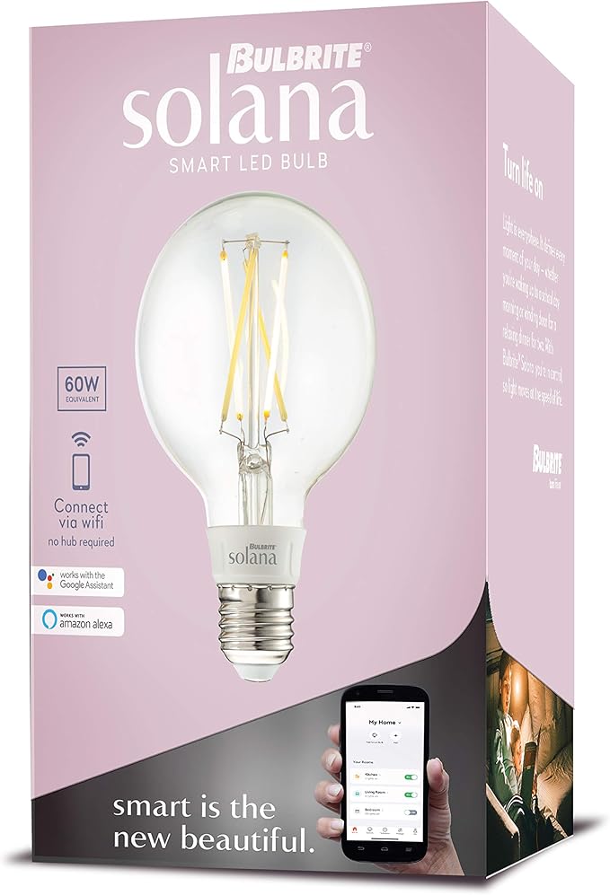 Bulbrite Solana G25 WIFI Connected Edison Filament LED Smart Light Bulb, Clear