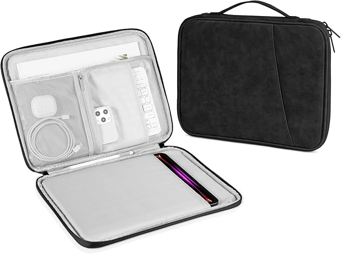 DTTO Tablet Sleeve Bag for New 13 Inch iPad Pro M4/iPad Air M2 2024, 12.9 Inch iPad Pro 6/5/4/3, 12.4 Inch Galaxy Tab S8+/S9+/S9 FE+, Surface Pro 9/8, Waterproof Travel for iPad Case Bag, Black