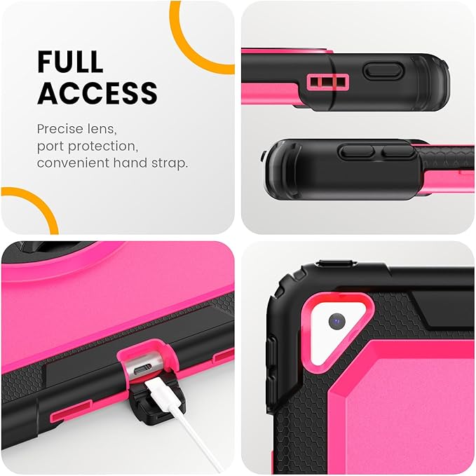 Timecity for iPad Air 3/ Pro 10.5 Inch Case, 360° Rotating Stand, Pencil Holder, Shockproof with Screen Protector & Shoulder Strap - Heavy Duty Protection Case for iPad Air 3rd Gen - Rose