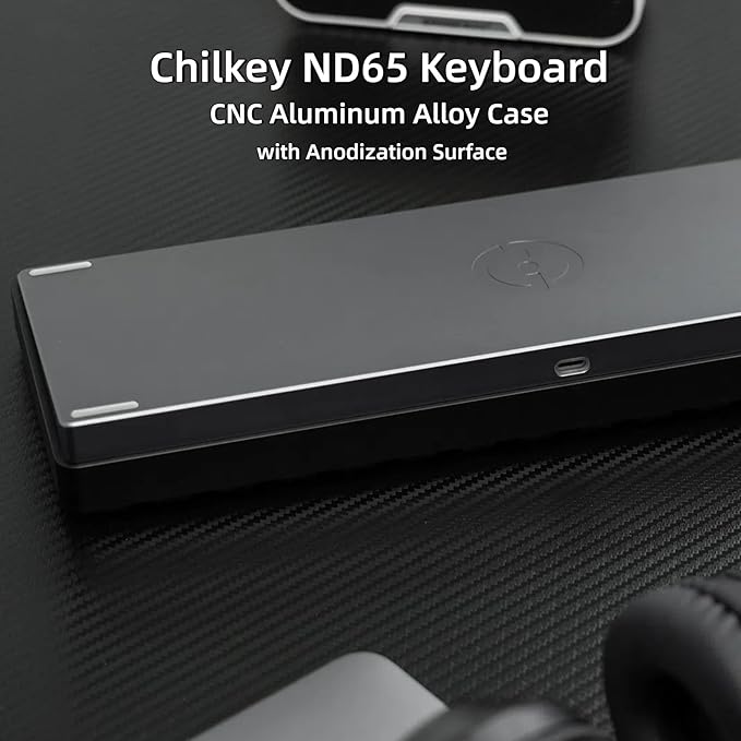 OOCTPK Chilkey ND65 Wired Aluminum Mechanical Keyboard, 65% Layout Portable Gaming Keyboard, PBT Doubleshot Keycaps, Hot Swappable Custom Key Board for Laptop and Office PC - Black