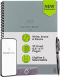 Rocketbook Core Reusable Smart Notebook, Lined Pages For School, Work and Creative Projects, Letter Size 8.5x11, Gray - Premium