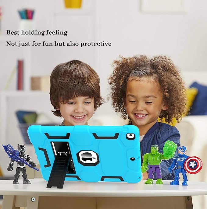 CCMAO Case for iPad 9th Generation, iPad 8th/7th Generation Case (10.2 Inch, 2021/2020/2019) with Kickstand, Heavy Duty Shockproof Hard Hybrid Three Layer Protective Cover, Blue+Black