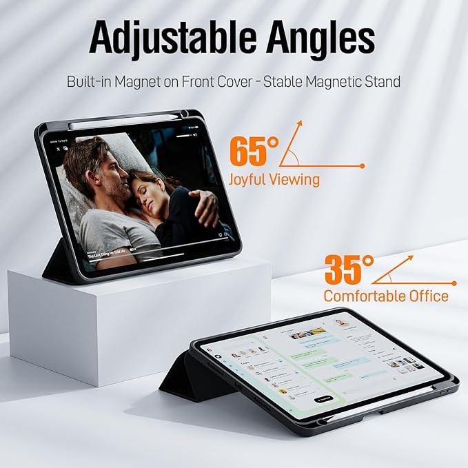 ZOVEEK iPad Pro 11 Inch Case 4th/3rd/2nd/1st Generation (2022/2021/2020/2018) with Pencil Holder, Magnetic Smart Cover with Stand, Supports 2nd Gen Pencil Charging, Auto Wake/Sleep (Black)