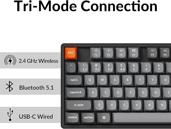Keychron K8 Max TKL Wireless Mechanical Keyboard, QMK 2.4 GHz/Bluetooth 5.1/Wired with Aluminum Frame, RGB Backlit Hot-Swappable Programmable Keychron Super Brown Switch for Mac Windows Linux