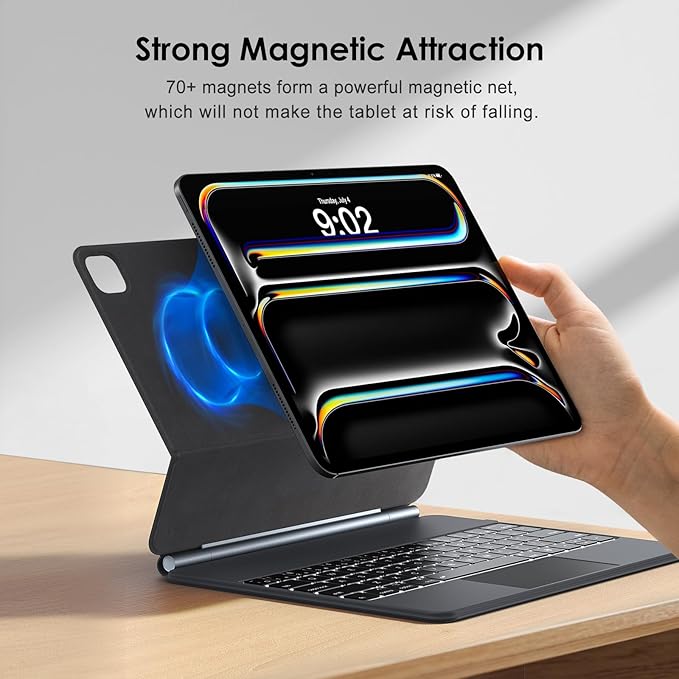 runelk Keyboard Case for iPad Pro 13-inch (M4 2024 / M5 2025), Magic-Style Magnetic Keyboard Case with Multi-Touch Trackpad, Floating Cantilever Stand Compatible with iPad Pro 13 - Graphite Black