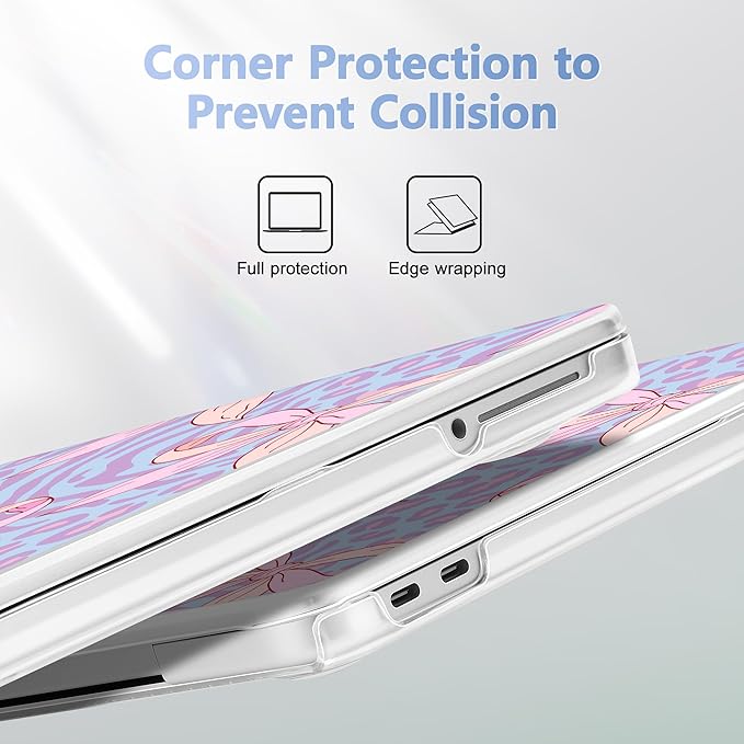 Case for 2026 MacBook Neo 13-inch Laptop with Liquid Retina Display, Release Model A3404, Sturdy Plastic Hard Shell Case + Keyboard Cover + Trackpad Film + Dust Plug, Leopard Bow