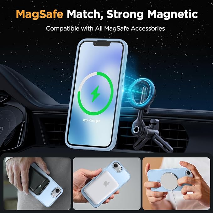 Miracase for iPhone 16e case & iPhone 17e Case for MagSafe [with 2×9H+ Screen Protectors] TOP Military-Grade Protection Shockproof with Velvet Touch for iPhone 16e/17e Phone Case 6.1", Light Blue
