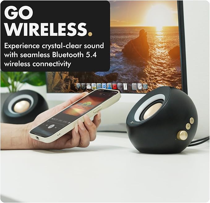 X9 Performance Computer Speakers for Desktop PC - Bluetooth, Aux, and USB Speakers with RGB Lighting for Desk Top, Laptops, Tablet